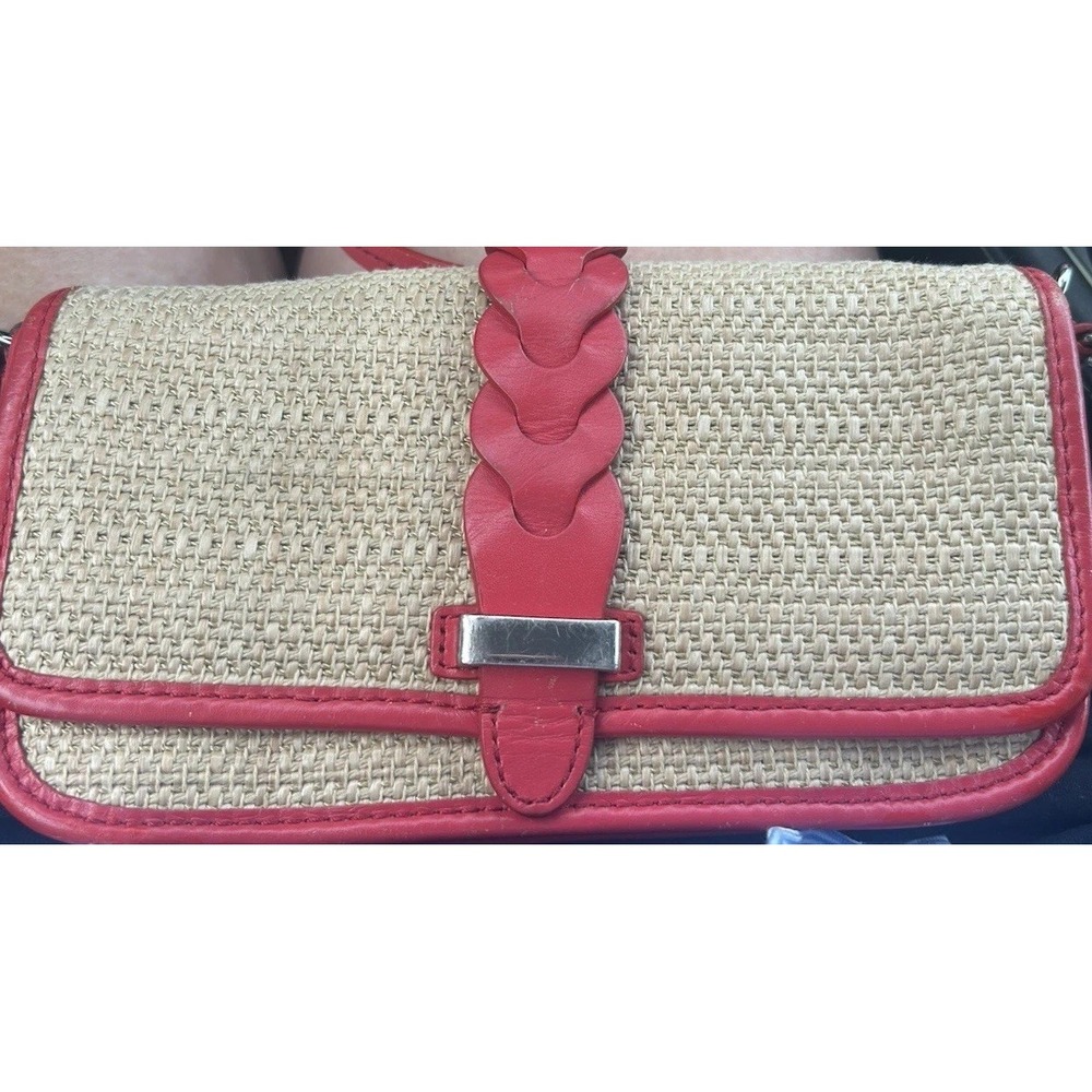 Cole Haan Bedford Woven Straw Crossbody Bag - Cherry Red Trim Spring/Summer